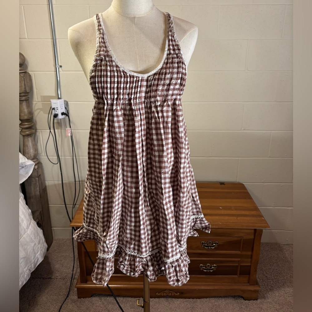Kimchi Blue Brown and White Checkered Dress